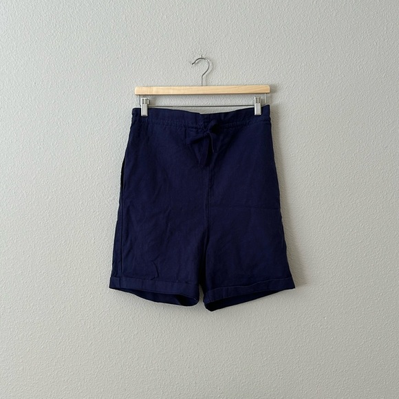 Aliya wanek organic sachie cotton shorts in navy oversized shorts hemp Bermuda - Picture 2 of 7